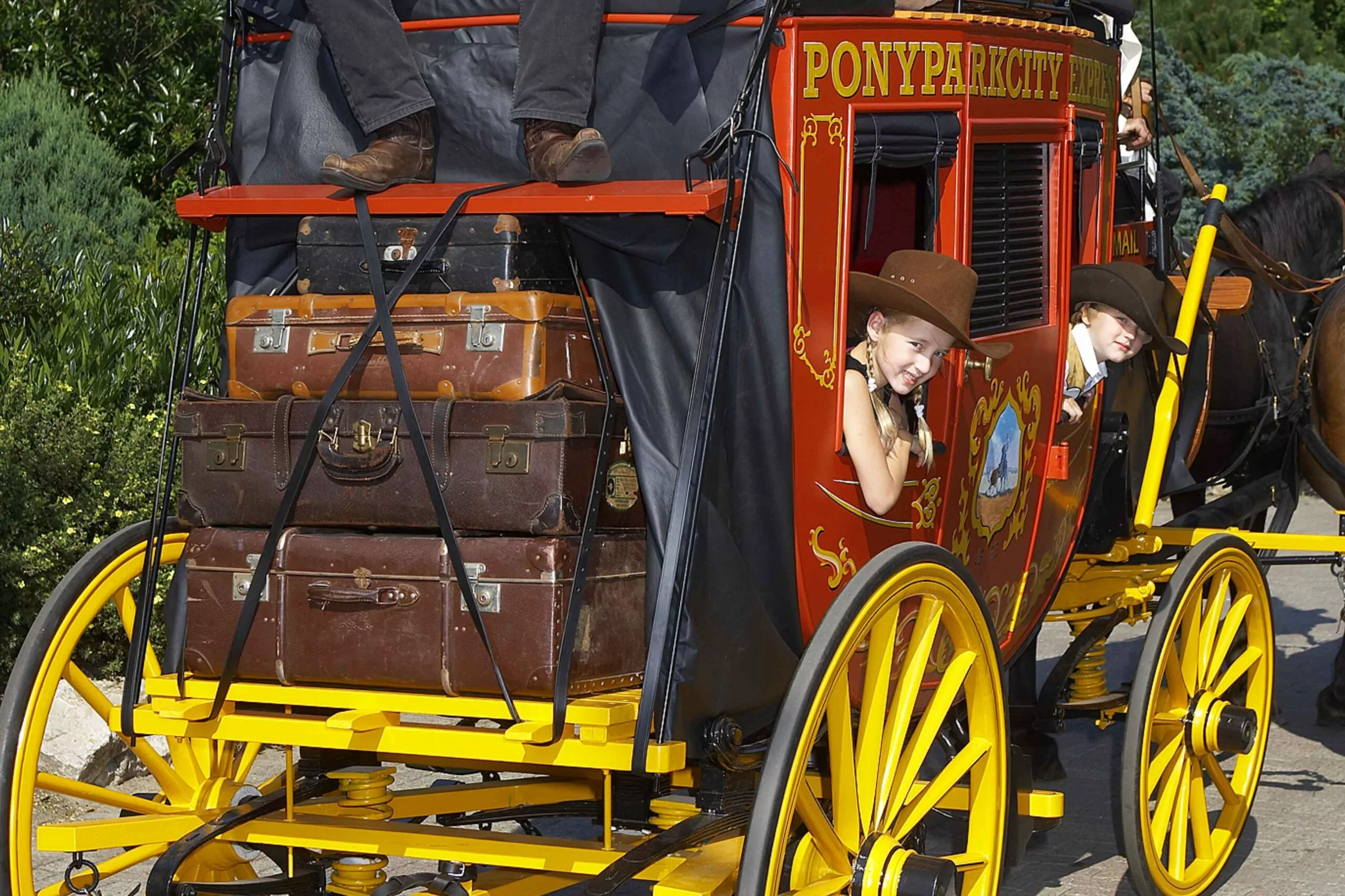 PonyparkCity Cowboy Cowgirl Postkoets Stage Coach Muildieren